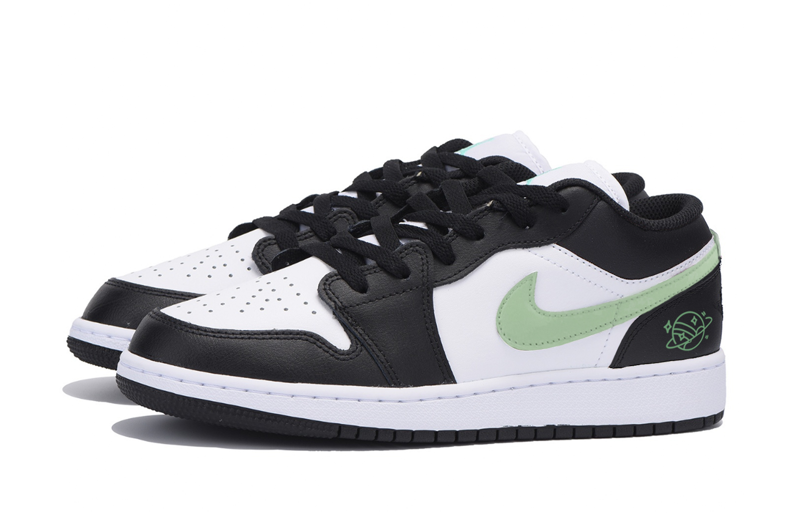 Jordan Air Jordan 1 Slip Resistant Abrasion Resistant Low top Vintage Basketball Shoes Men’s Black Green