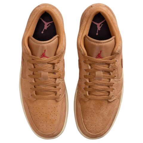 Jordan Air Jordan 1 Abrasion Resistant Low top Vintage Basketball Shoes Unisex Linen Brown