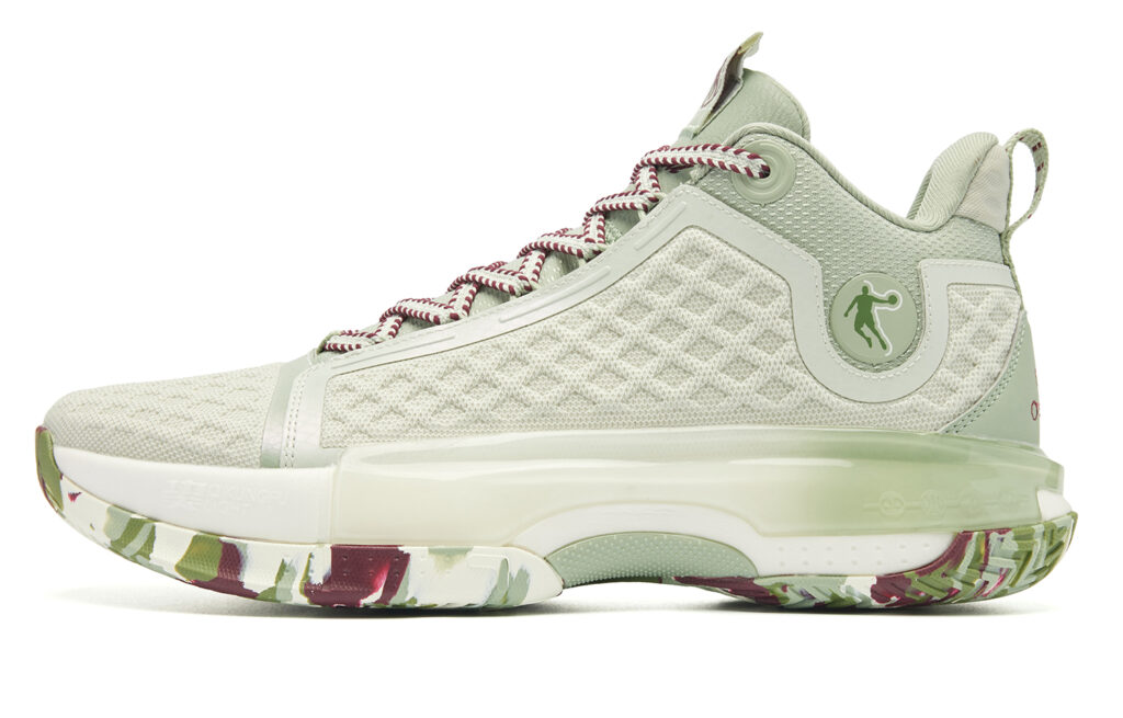 QIAODAN Halberd 7 Basketball Shoes Men’s Mid Top Luo Gray Pea Green