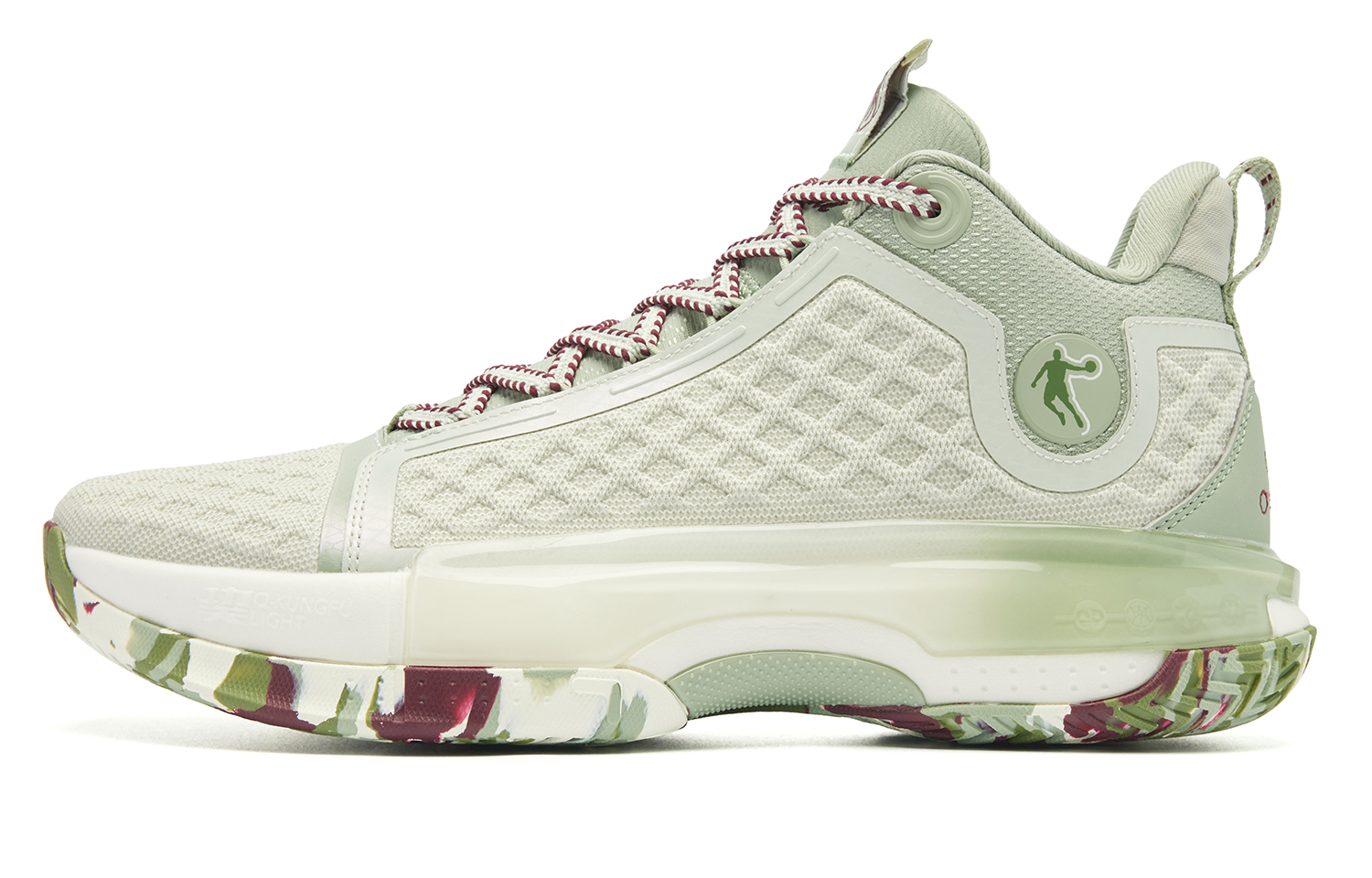 QIAODAN Halberd 7 Basketball Shoes Men’s Mid Top Luo Gray Pea Green