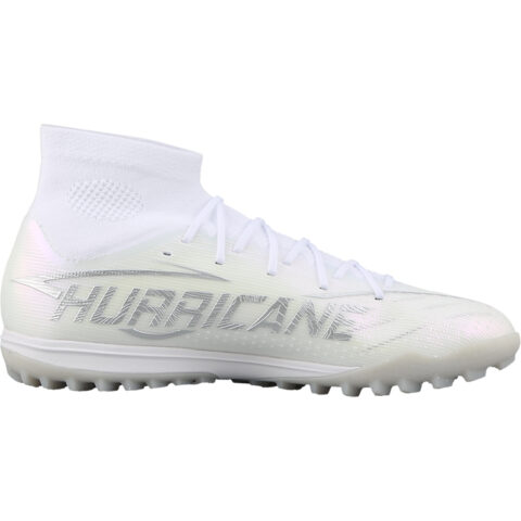 Li Ning TF Turf Artificial Turf Cushioning Slip Resistant Cushioning Slip Resistant Soccer Shoes Men’s White Silver