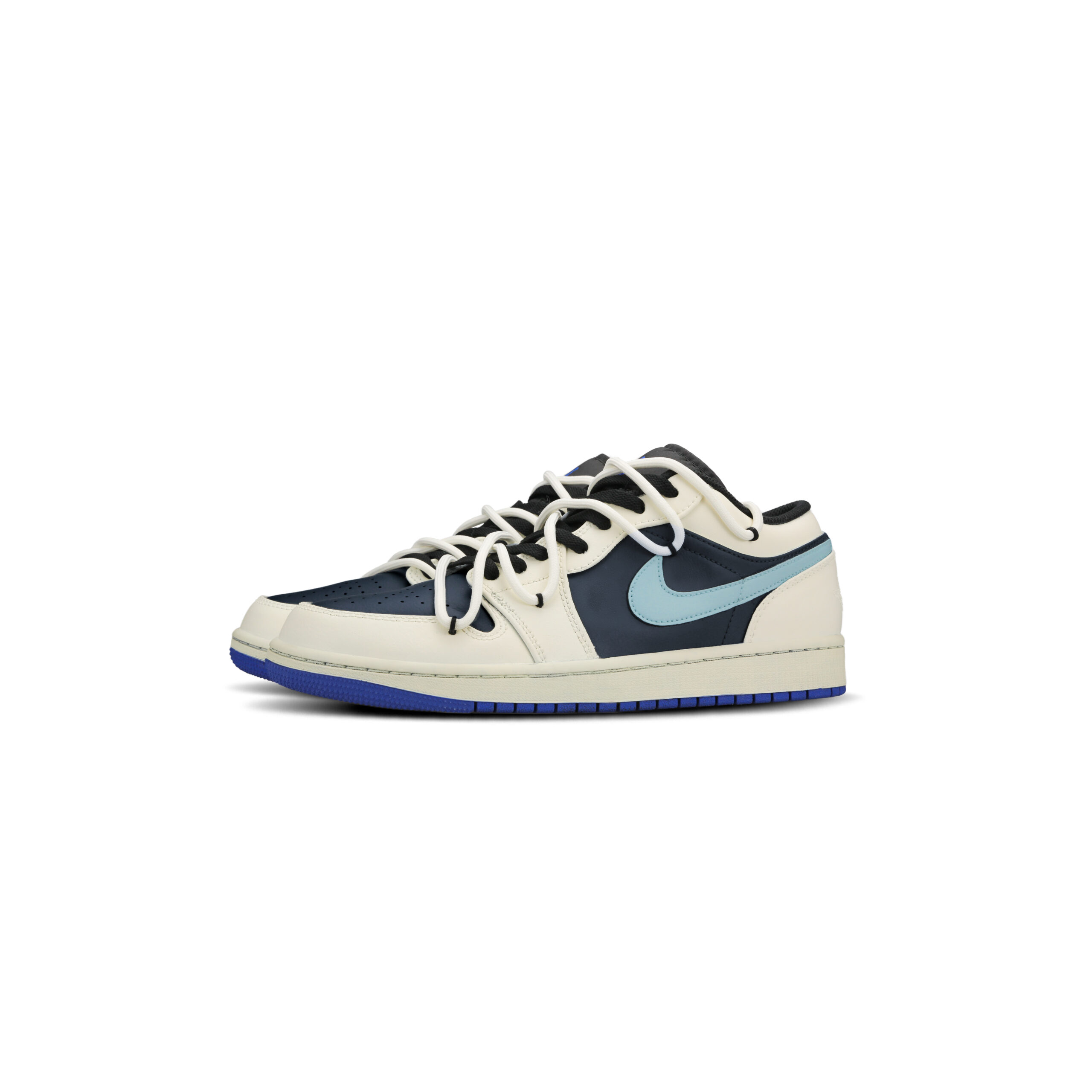 Jordan Air Jordan 1 Leather Low top Vintage Basketball Shoes Men’s Beige Blue