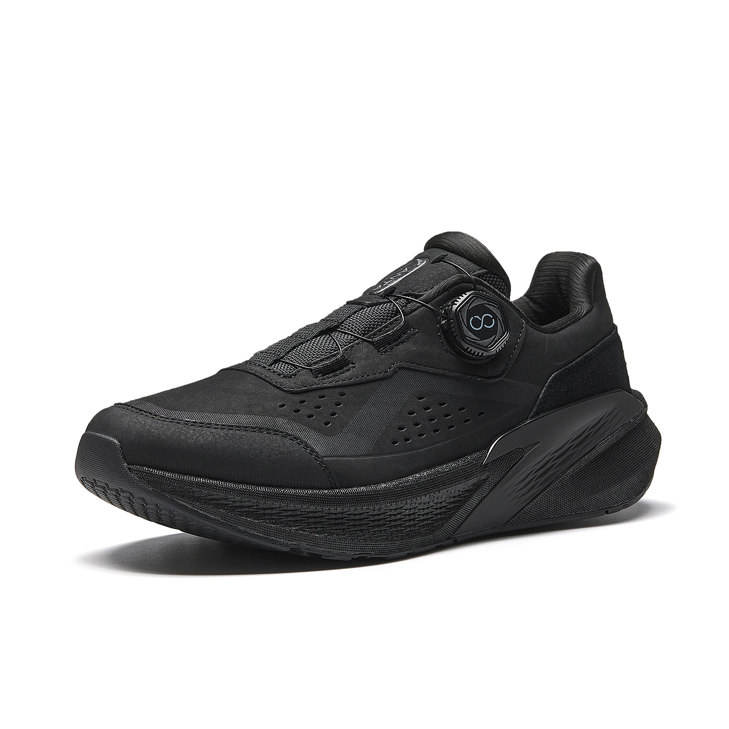 Anta Genuine Leather Knob Buckle Training Shoes Men’s Basic Black