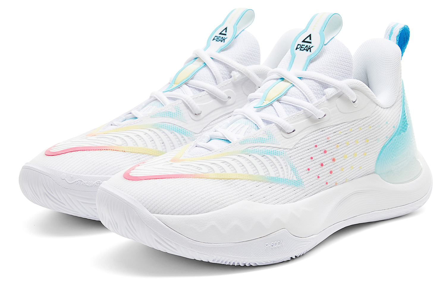 PEAK Basketball Shoes Women’s Low Top All White Ice Blue
