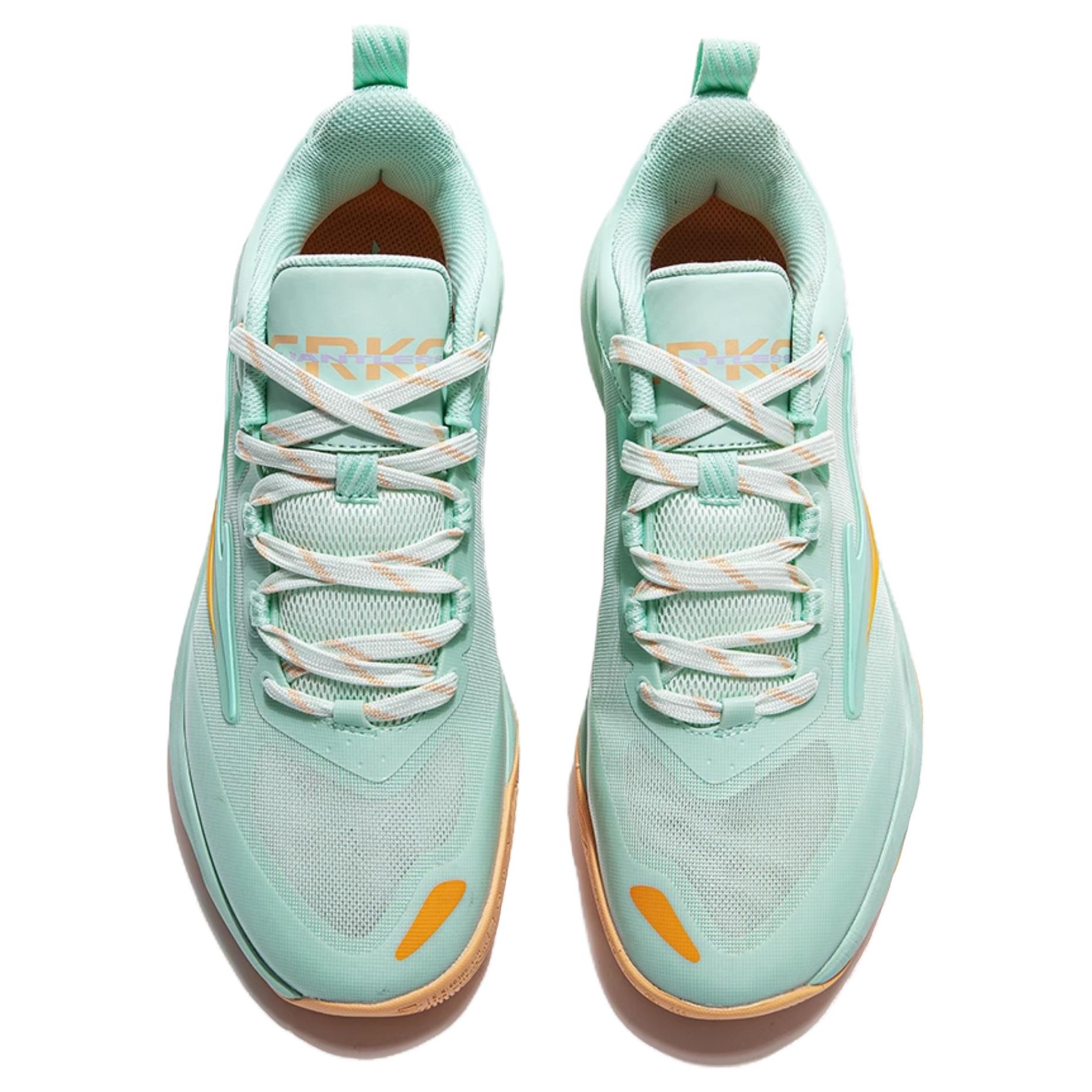 Erke Fashion Trend Cushioning Slip Resistant Abrasion Resistant Low top Basketball Shoes Men’s Green Orange