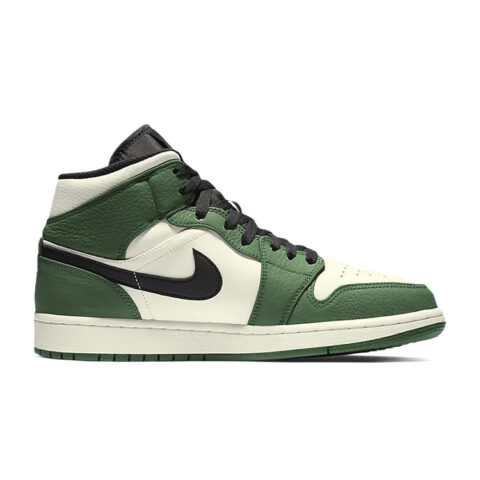 Jordan Air Jordan 1 Abrasion Resistant Slip Resistant Mid top Vintage Basketball Shoes Men’s White Green