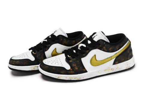 Jordan Air Jordan 1 Vintage Basketball Shoes Unisex Low Top Black/White/Gold