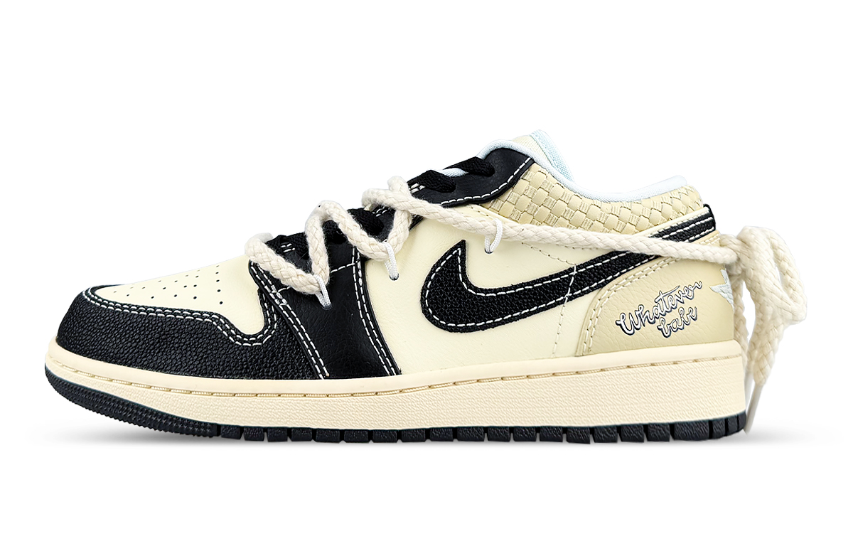 Jordan Air Jordan 1 Low top Vintage Basketball Shoes Men’s Beige Black