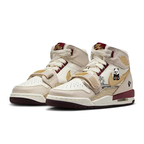 Jordan Legacy 312 Ink Wash Landscape, Cute Panda Slip Resistant Abrasion Resistant High top Vintage Basketball Shoes