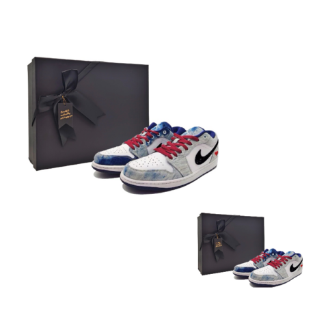 Jordan Air Jordan 1 Heart To Heart Abrasion Resistant Low top Vintage Basketball Shoes Men’s White Blue
