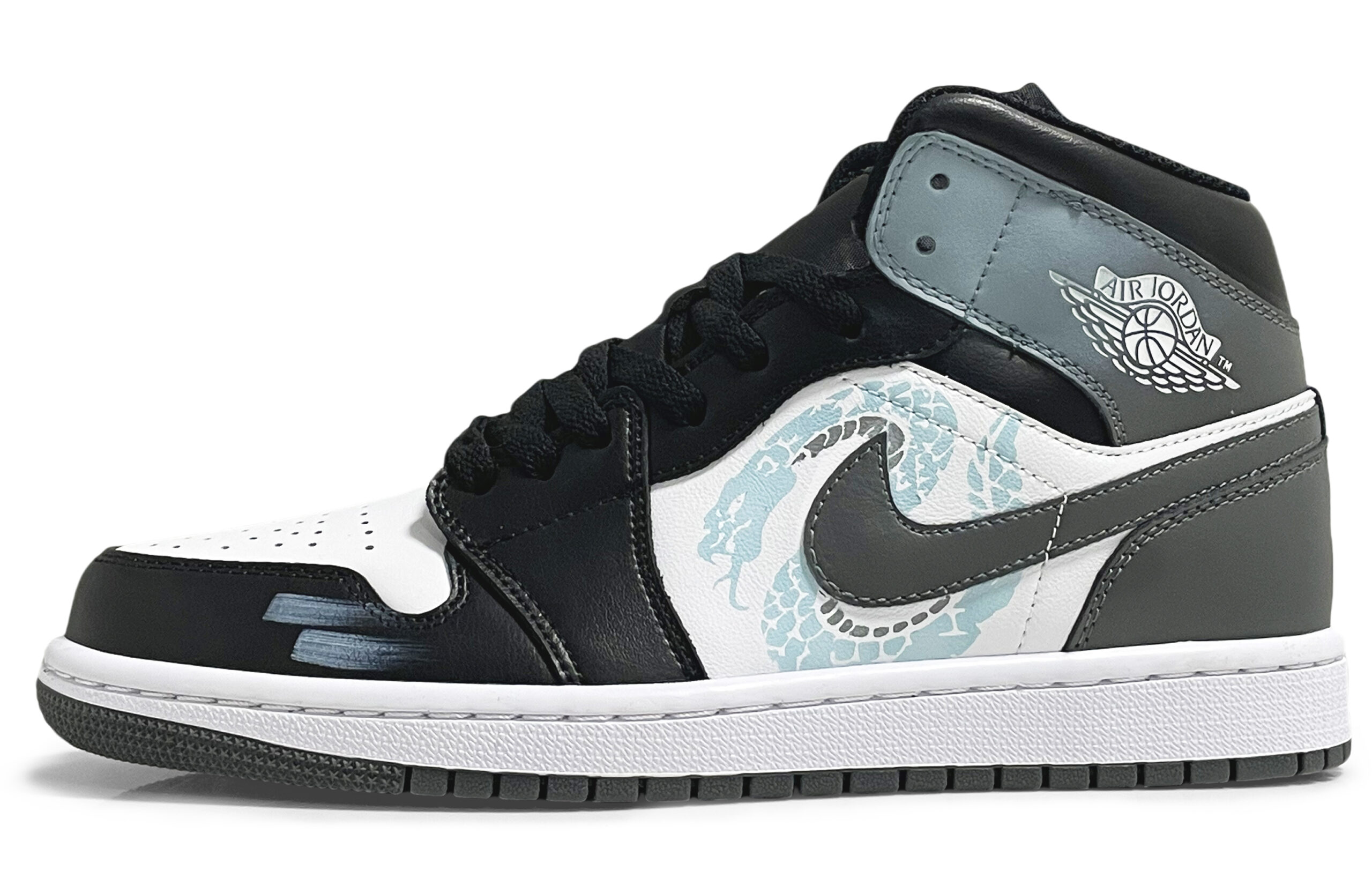 Jordan Air Jordan 1 Abrasion Resistant Mid top Vintage Basketball Shoes Unisex Black