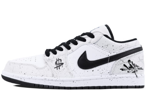 Jordan Air Jordan 1 Abrasion Resistant Breathable Cushioning Low top Vintage Basketball Shoes Men’s Black White Gray