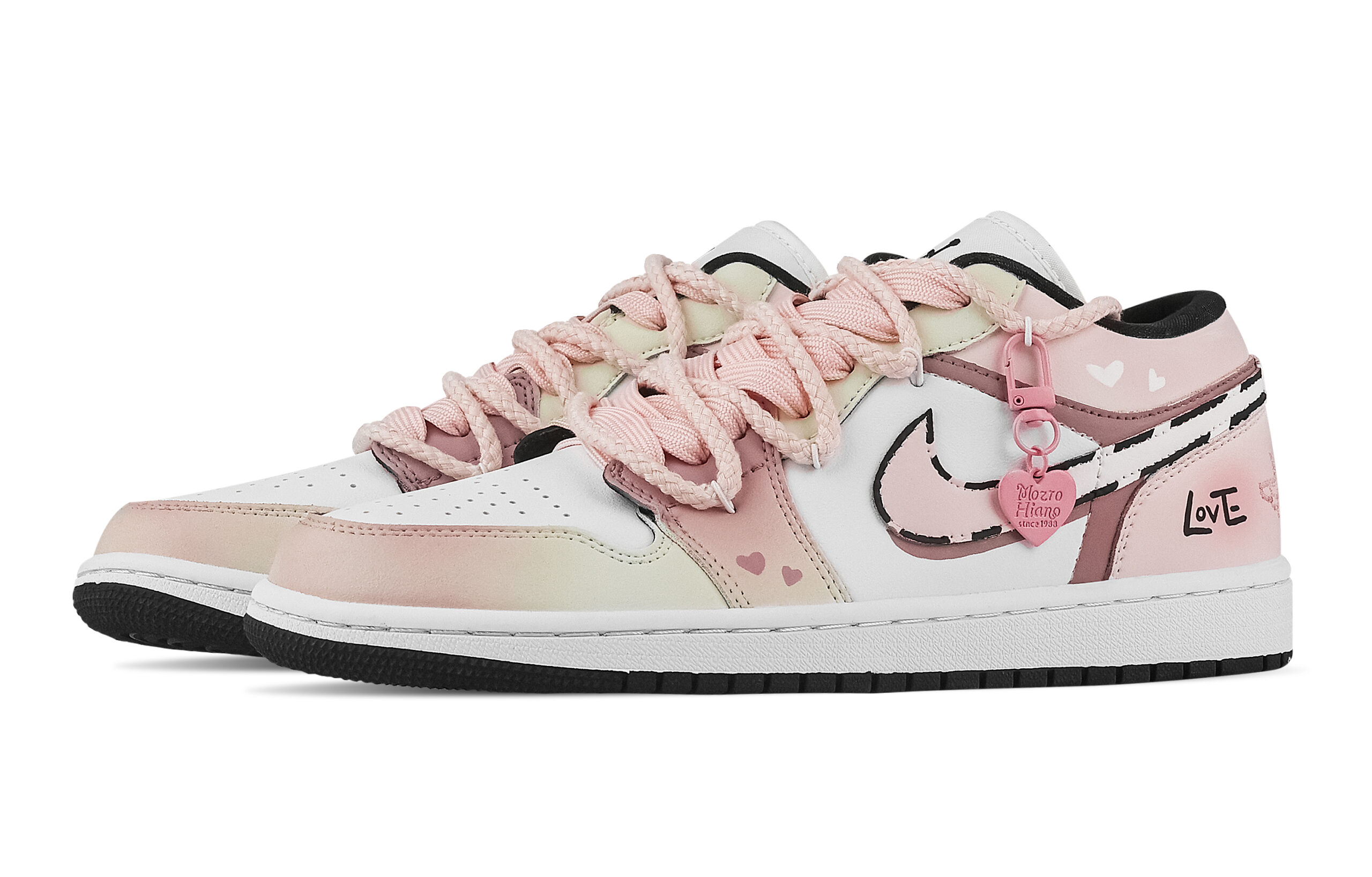 Jordan Air Jordan 1 Sweetheart Love Low top Vintage Basketball Shoes Unisex Pink
