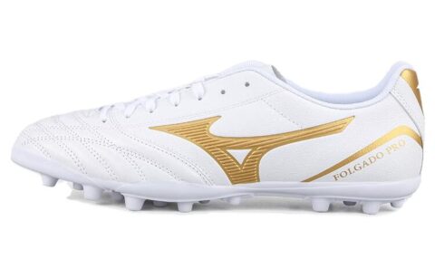 Mizuno Pro AG Artificial Ground Abrasion Resistant Breathable Soccer Shoes Men’s White Gold