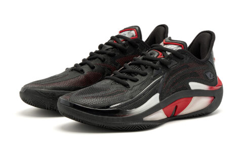 QIAODAN Cushioning, Wear Resistant Low top Basketball Shoes Men’s Black Sports Style Red