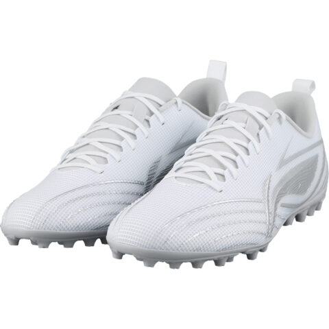 Li Ning MG Multi Ground Artificial Turf Slip Resistant Abrasion Resistant Soccer Shoes Men’s White Silver