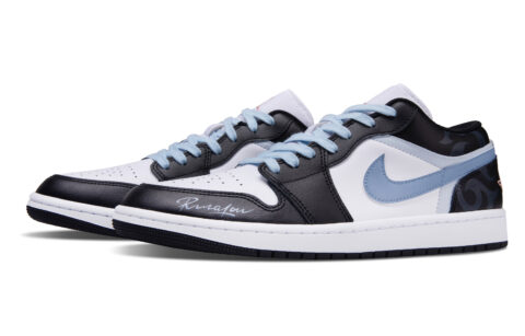 Jordan Air Jordan 1 Blue Moment Abrasion Resistant Low top Vintage Basketball Shoes Unisex Blue Black