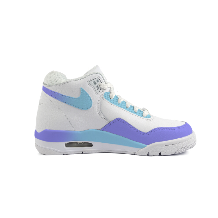 Nike Flight Legacy Slip Resistant Abrasion Resistant Mid top Vintage Basketball Shoes Unisex White Purple