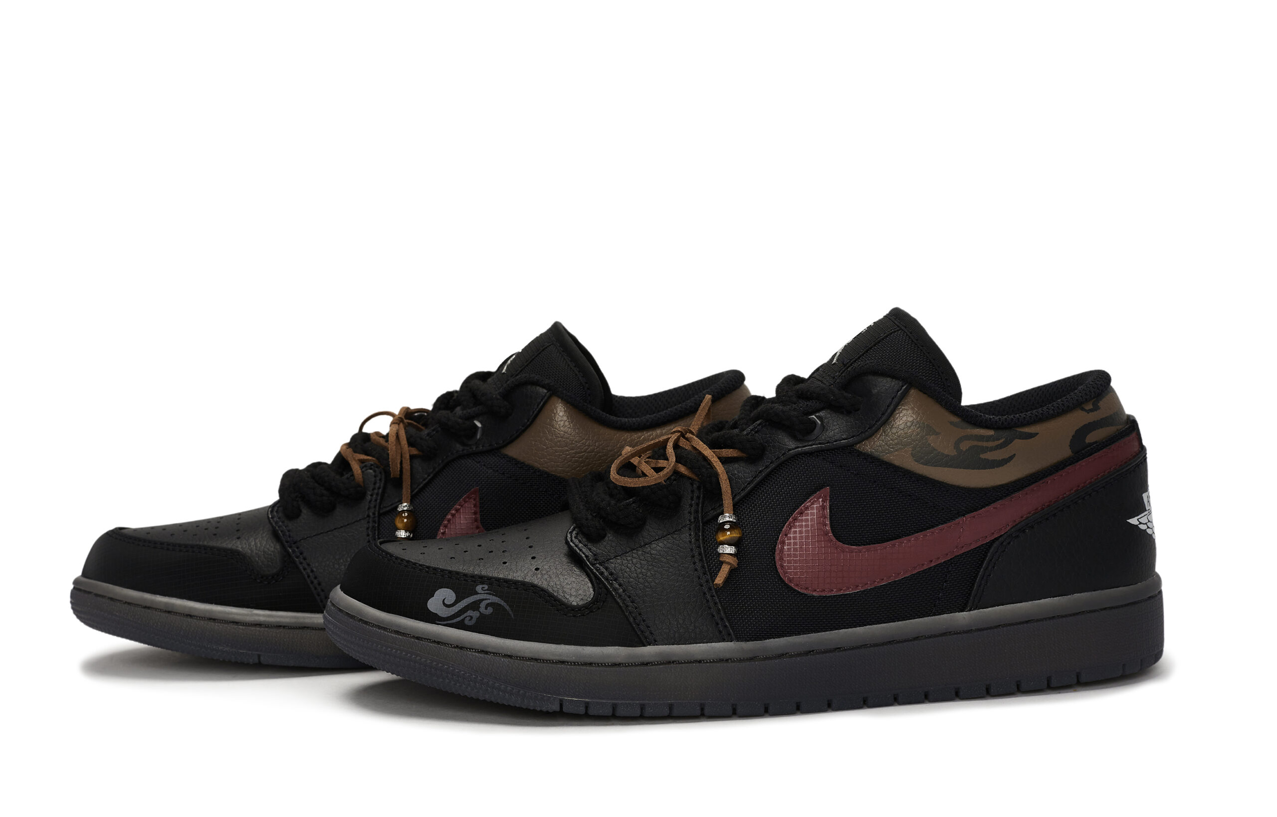 Jordan Air Jordan 1 Vintage Basketball Shoes Unisex Low Top Black/Red/Brown