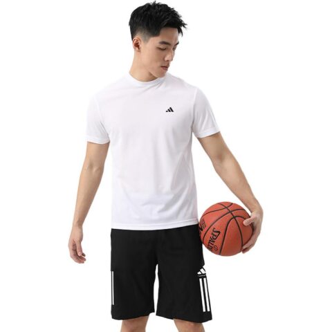 Adidas Casual Sportswear Men’s Black White Crew Neck Moderate