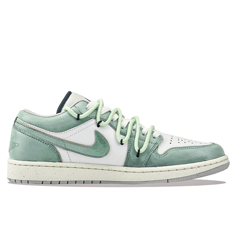 Jordan Air Jordan 1 Twilight Scenery Cushioning, Wear Resistant Low top Vintage Basketball Shoes Unisex White Green