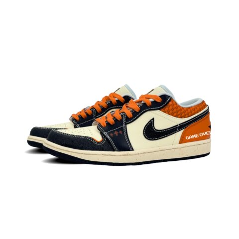Jordan Air Jordan 1 Abrasion Resistant Low top Vintage Basketball Shoes Men’s Black Orange