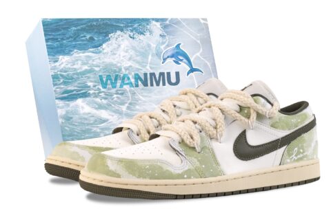 Jordan Air Jordan 1 Green Grape Bubble Abrasion Resistant Low top Vintage Basketball Shoes Women’s White Green