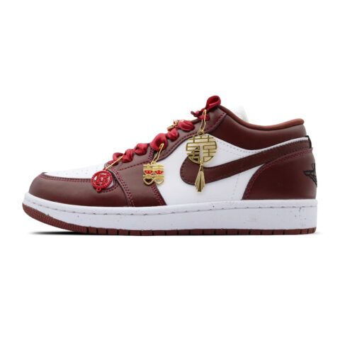 Jordan Air Jordan 1 Starry Sky Love Leather Lightweight Low top Vintage Basketball Shoes Unisex Red White