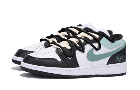 Jordan Air Jordan 1 Abrasion Resistant Slip Resistant Low top Vintage Basketball Shoes Men’s Black White Green