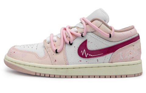 Jordan Air Jordan 1 Slip Resistant Abrasion Resistant Low top Vintage Basketball Shoes Women’s Pink