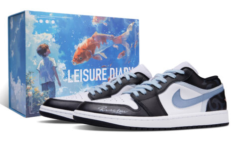 Jordan Air Jordan 1 Blue Moment Abrasion Resistant Low top Vintage Basketball Shoes Unisex Blue Black