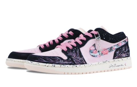 Jordan Air Jordan 1 Vintage Basketball Shoes Unisex Low Top Black/Pink