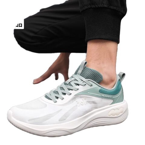 361° PU, Mesh Cushioning Breathable Low top Training Running Shoes Men’s White Green