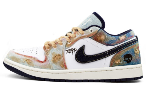 Nike Air Jordan 1 Washed Denim Abrasion Resistant Breathable Low top Vintage Basketball Shoes Men’s