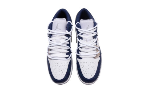 Jordan Air Jordan 1 Slip Resistant, Abrasion Resistant, Lightweight Low top Vintage Basketball Shoes Men’s White Blue