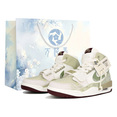 Jordan Legacy 312 Slip Resistant Abrasion Resistant High top Vintage Basketball Shoes Men's White Green