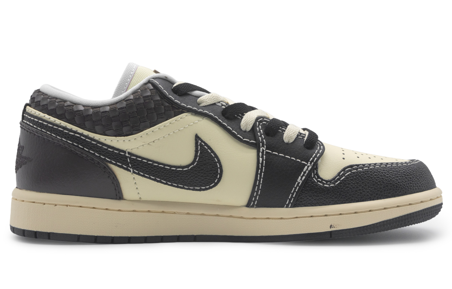 Jordan Air Jordan 1 Leather Slip Resistant Low top Vintage Basketball Shoes Men’s Black Brown