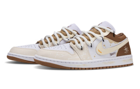 Jordan Air Jordan 1 Mel Cheese Abrasion Resistant Low top Vintage Basketball Shoes Unisex Beige White Brown