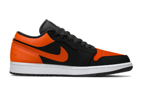 Jordan Air Jordan 1 Gift Box Abrasion Resistant Low top Vintage Basketball Shoes Unisex Black Orange