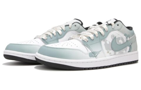 Jordan Air Jordan 1 Cushioning Slip Resistant Low top Vintage Basketball Shoes Men’s White Green