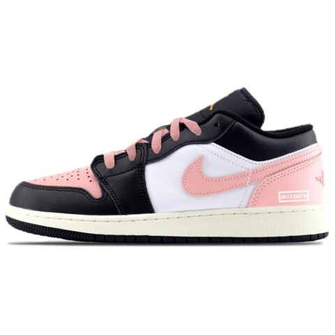 Jordan Air Jordan 1 Abrasion Resistant Low top Vintage Basketball Shoes Unisex Pink Black