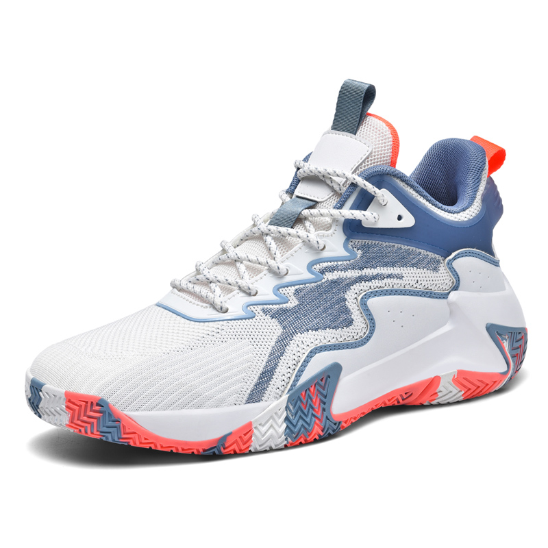 BIANSULONG Cushioning Slip Resistant Abrasion Resistant Mid top Basketball Shoes Men’s White Blue