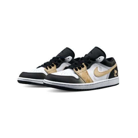 Jordan Air Jordan 1 Vintage Basketball Shoes Women’s Low Top Black White Yellow