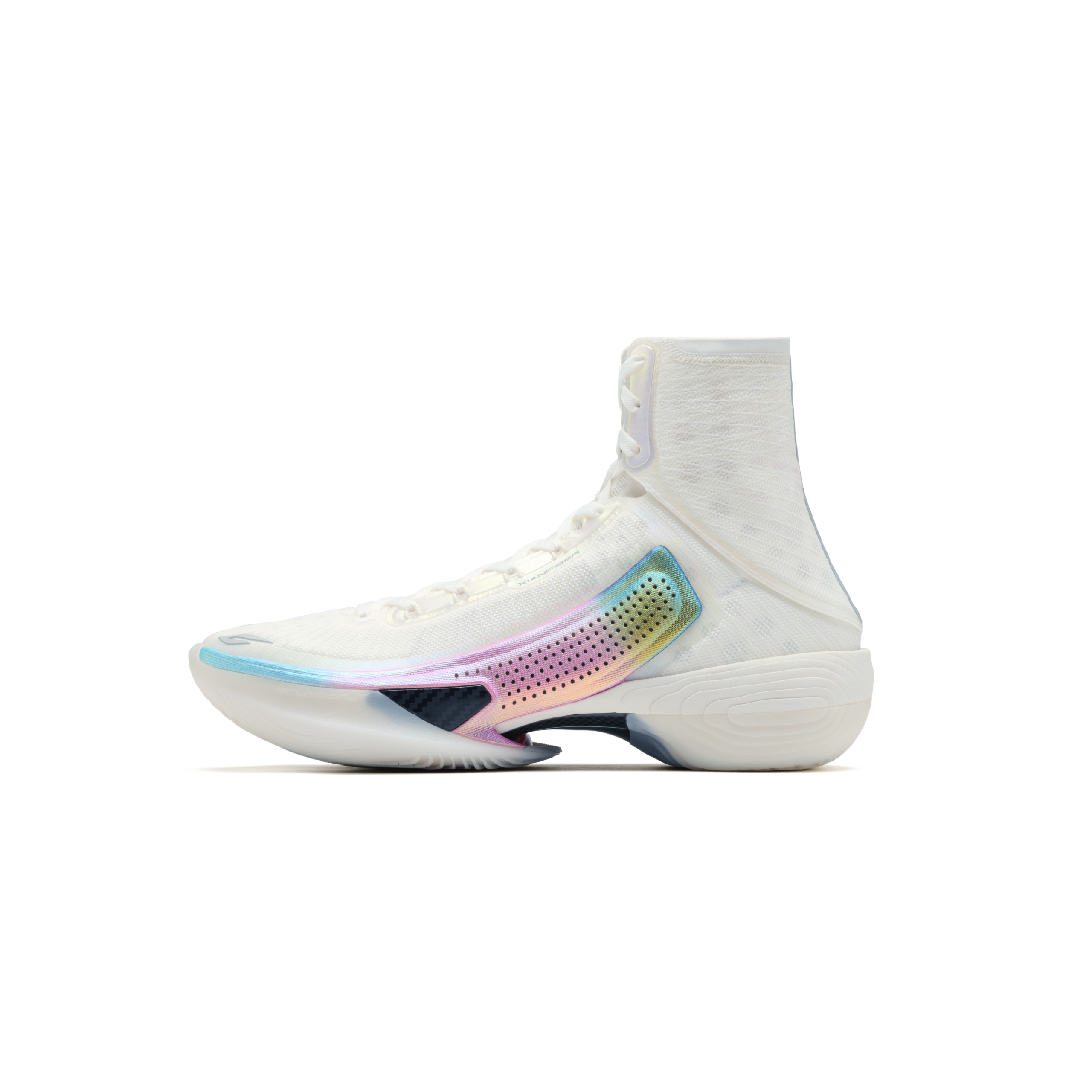 ANTA SNEAKERVERSE Textile, Synthetic Leather High top Basketball Shoes Men's Iridescent White