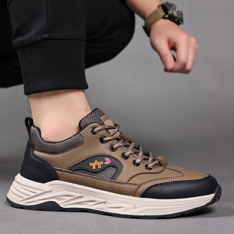 ZANSITE Top Grain Cow Leather Abrasion Resistant Low top Running Shoes Men’s