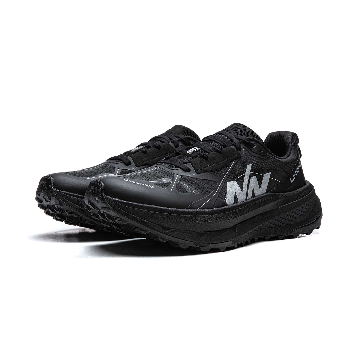 Li Ning Cushioning Slip Resistant Abrasion Resistant Rebound Low top Trail Running Shoes Unisex Black