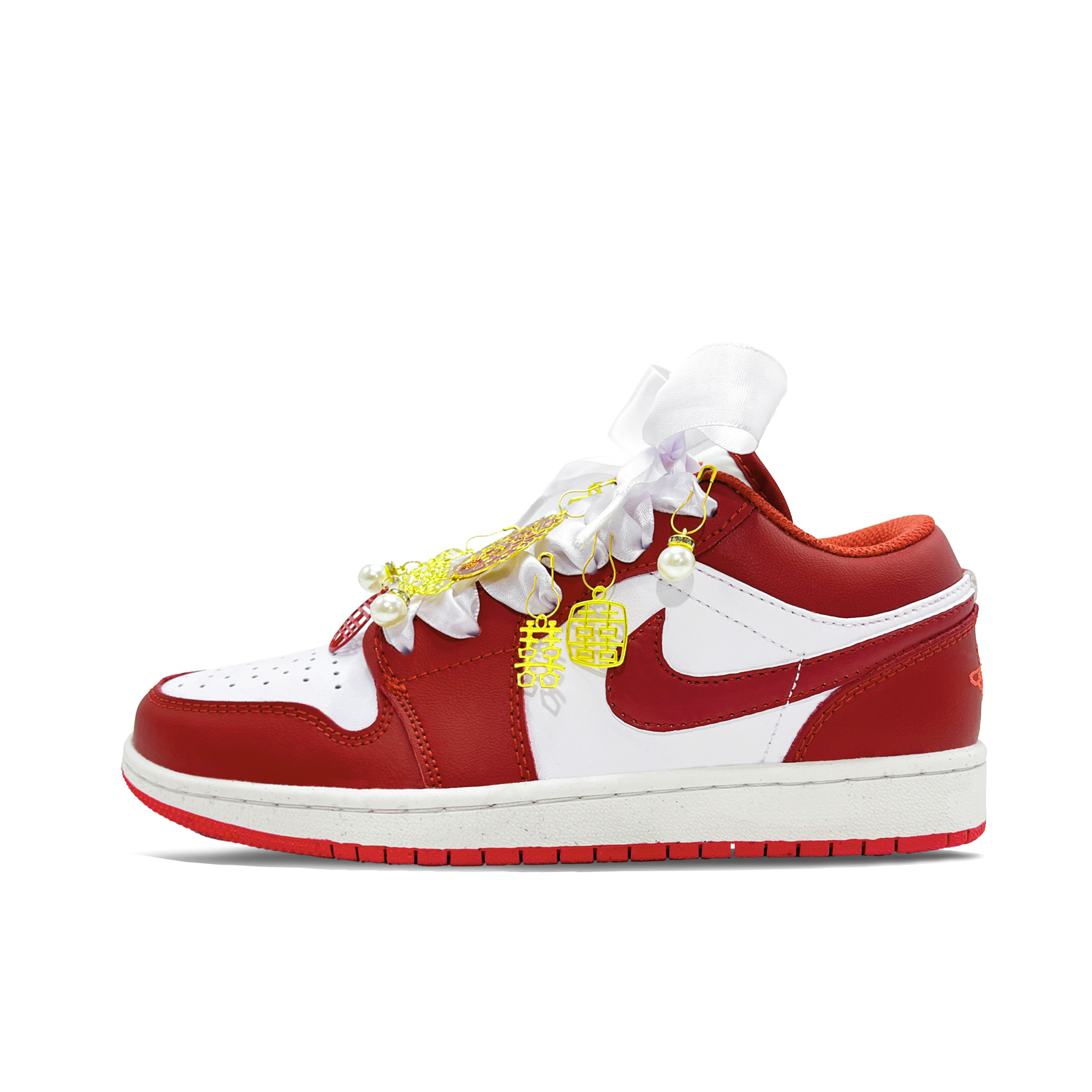 Jordan Air Jordan 1 Vintage Basketball Shoes Unisex Low Top Red, White, Gold