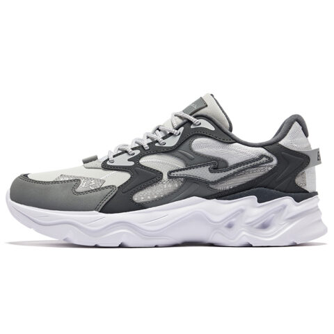 Erke Chinese Fashion Trend Low top Casual Training City Commuting Running Shoes Men’s White Dew Gray Carbon Gray