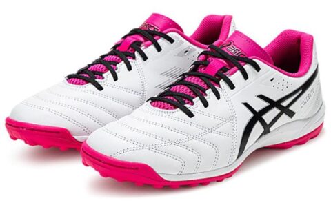ASICS Calcetto TF Turf Artificial Turf Cushioning, Wear Resistant Soccer Shoes Men’s White Pink