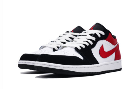 Jordan Air Jordan 1 Slip Resistant Abrasion Resistant Low top Vintage Basketball Shoes Men’s Black Red